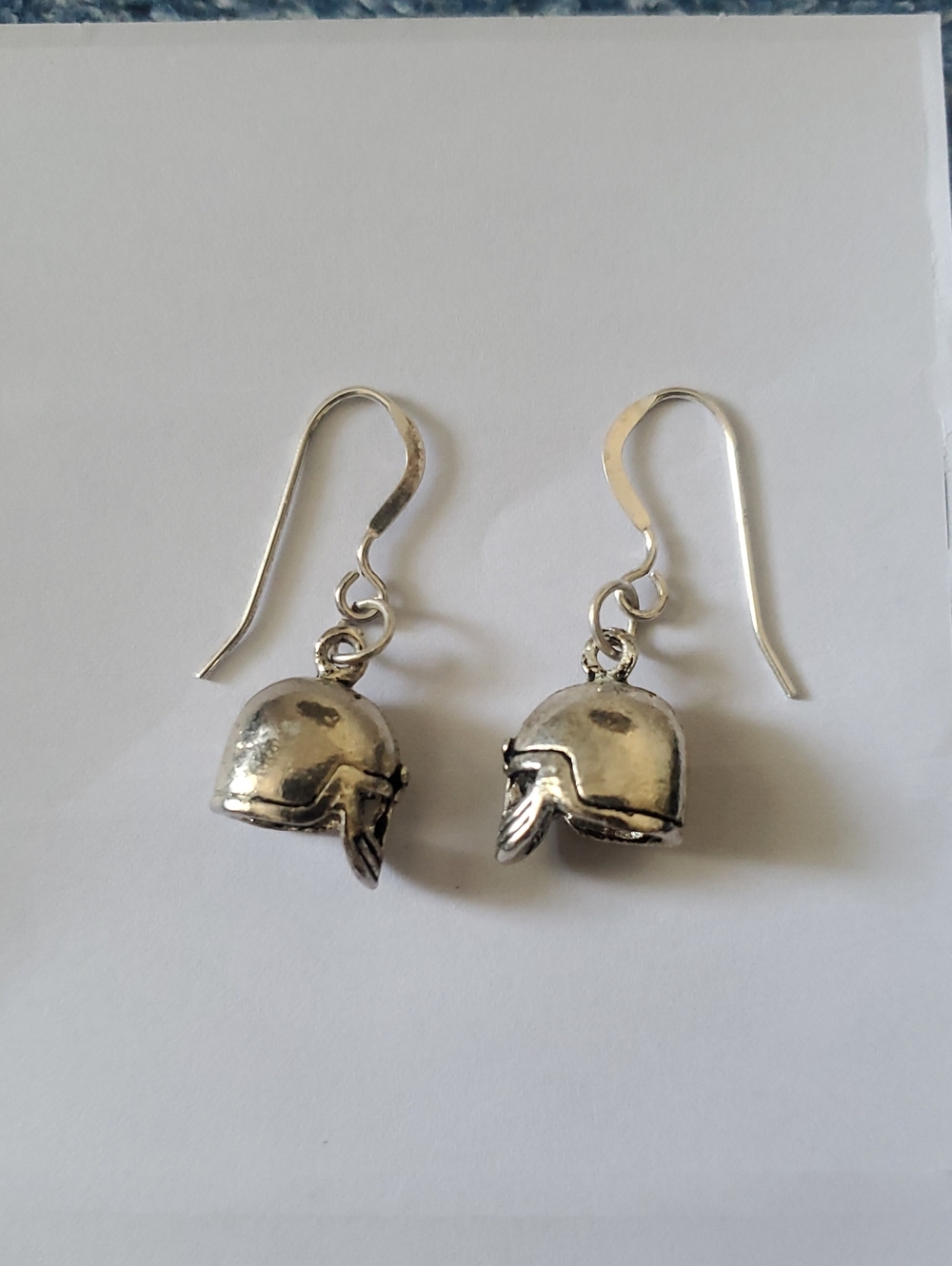 925 Silver Helmet Charm Drop Earrings